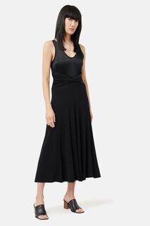Черное платье из джерси с шелковой подкладкой спереди Jigsaw, черный