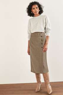 Приталенная юбка-карандаш с поясом Next, коричневый