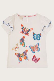Светло-бежевая блузка украшенная пайетками и мотивом бабочки Monsoon