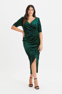 Бархатное облегающее платье макси Scarlett &amp; Jo, зеленый