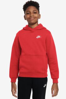 Флисовый пуловер Club с капюшоном Nike, красный