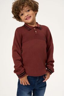 Коричневая рубашка-поло с длинными рукавами Finn Knit Rib Angel &amp; Rocket, коричневый
