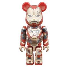 Фигурка виниловая Bearbrick Iron Man Mark XLII Damage 100%, красный