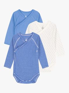 Боди с длинными рукавами и принтом Petit Bateau Baby, упаковка из 3 шт., синий/мульти