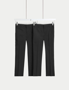 2 шт. узкие удлиненные школьные брюки для мальчиков (2–18 лет) Marks &amp; Spencer, черный