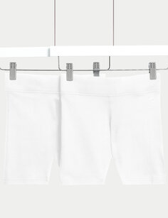 2 пары школьных шорт из хлопка и эластичной ткани для девочек (2–16 лет) Goodmove, белый