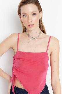 Блузка Trendyol укороченная с блестками, розовый