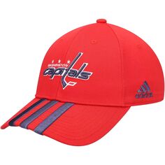 Мужская регулируемая кепка с тремя полосками adidas Red Washington Capitals Locker Room