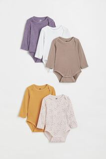 5 боди с длинными рукавами H&amp;M, фиолетовый/горчично-желтый H&M