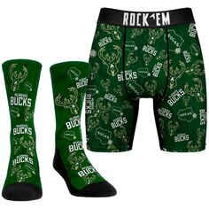 Боксеры Rock Em Socks Milwaukee Bucks, зеленый