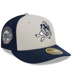 Мужская New Era Кремовый/Темно-синий Dallas Cowboys 2023 Sideline Historic Low Profile 59FIFTY Облегающая шляпа