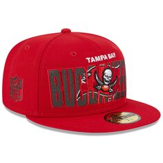 Мужская облегающая кепка New Era Red Tampa Bay Buccaneers 2023 NFL Draft 59FIFTY