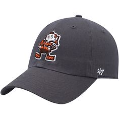 Мужская темно-серая регулируемая шляпа Cleveland Browns Clean Up Legacy &apos;47