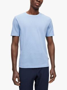 Текстурная футболка BOSS Tiburt, открытая, синяя