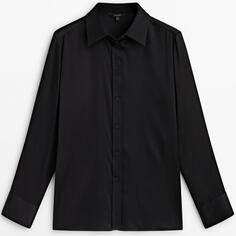 Рубашка Massimo Dutti Satin With Cut-out Details, черный