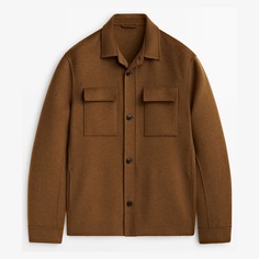 Куртка-рубашка Massimo Dutti Wool Blend With 2 Layers And Pockets, бежево-коричневый