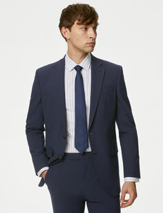 Полосатая эластичная куртка обычного кроя Marks &amp; Spencer, темно-синий
