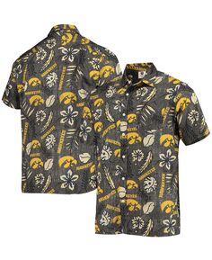 Мужская черная рубашка на пуговицах с цветочным принтом Iowa Hawkeyes в винтажном стиле Wes &amp; Willy