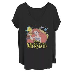 Футболка с логотипом Juniors&apos; Plus Disney Little Mermaid Ariel Flounder Licensed Character, черный