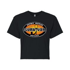Укороченная футболка с рисунком и логотипом Juniors&apos; Suvivor Licensed Character, черный