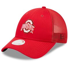 Женская кепка New Era Red Ohio State Buckeyes 9FORTY с логотипом Spark Trucker Snapback New Era