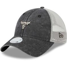 Женская регулируемая кепка New Era Black Chicago Bulls с микро-логотипом 9TWENTY Trucker New Era