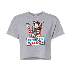 Укороченная футболка для юниоров с логотипом Where&apos;s Waldo Licensed Character, серый