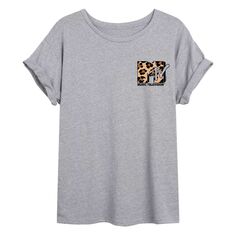 Большая футболка с леопардовым значком и логотипом MTV для юниоров Licensed Character, серый