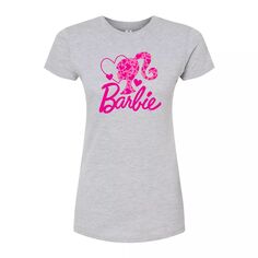 Детская футболка с логотипом Barbie и графическим рисунком в форме сердца Licensed Character, серый