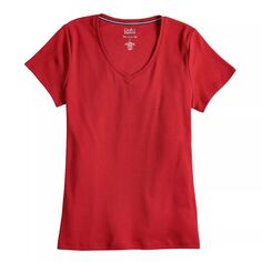 Женская футболка Croft &amp; Barrow Essential с V-образным вырезом Croft &amp; Barrow, красный