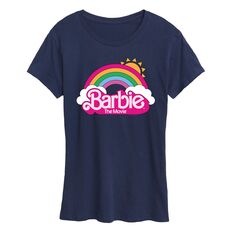 Радужная футболка с логотипом Barbie The Movie для юниоров. Футболка с короткими рукавами и графическим рисунком. Licensed Character, темно-синий