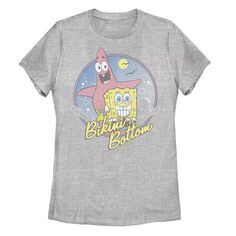 Юниорская футболка с изображением Губки Боба Квадратных Штанов и нижней части бикини Патрика с портретом Licensed Character