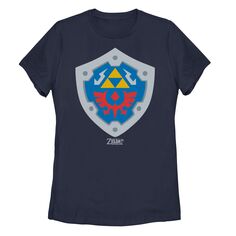 Детская футболка с логотипом Nintendo Legend Of Zelda Link&apos;s Awakening Hylian Shield Licensed Character, темно-синий