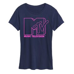 Женская розовая футболка с графическим логотипом MTV Licensed Character, темно-синий