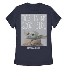 Детская футболка «Звездные войны, мандалорец, ребенок» с надписью «Это моя хорошая сторона» Licensed Character, темно-синий