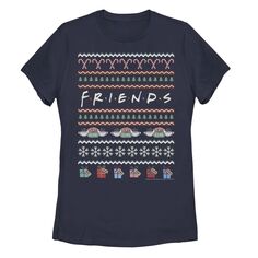 Футболка с логотипом в виде свитера Ugly Christmas Friends для юниоров Licensed Character, темно-синий