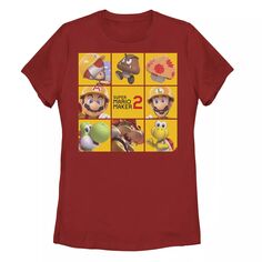 Детская футболка Nintendo Super Mario Maker 2 с логотипом в виде коробки и вставки в виде сетки Licensed Character, красный