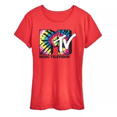 Женская футболка с графическим логотипом MTV Tie Dye Licensed Character, красный