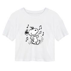 Укороченная футболка с рисунком Peanuts Dancing для юниоров Licensed Character, белый