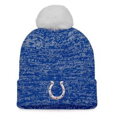Женская фирменная вязаная шапка Fanatics Royal Indianapolis Colts с манжетами и помпоном Fanatics