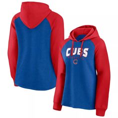 Женский пуловер с капюшоном Fanatics Royal/Red Chicago Cubs Recharged реглан Fanatics