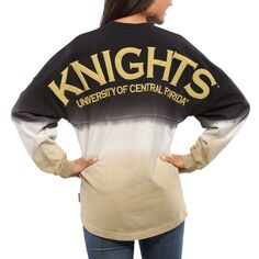 Женский черный трикотаж UCF Knights с длинными рукавами и омбре, окрашенный погружением в духи Unbranded