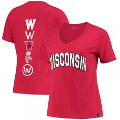 Женская красная футболка с v-образным вырезом и принтом Under Armour Wisconsin Badgers Spine Under Armour
