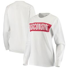 Женская футболка с длинным рукавом Pressbox White Wisconsin Badgers Big Block Whiteout Unbranded