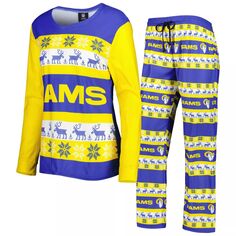 Женский пижамный комплект FOCO Royal Los Angeles Rams Holiday Ugly Pajama Set Unbranded