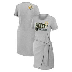 Женское платье-футболка размера плюс с узлом от Erin Andrews Heather Grey Green Bay Packers Unbranded