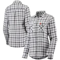 Женская фланелевая рубашка на пуговицах с длинным рукавом Antigua Grey Cleveland Browns Ease Antigua