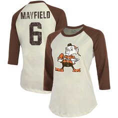 Футболка с именем и номером Majestic Threads Cleveland Browns, кремовый