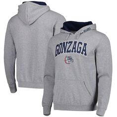 Мужской серый пуловер с капюшоном Colosseum Heathered Gonzaga Bulldogs Arch и Logo