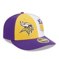 Мужская облегающая шляпа New Era Gold/Purple Minnesota Vikings 2023 Sideline Low Profile 59FIFTY